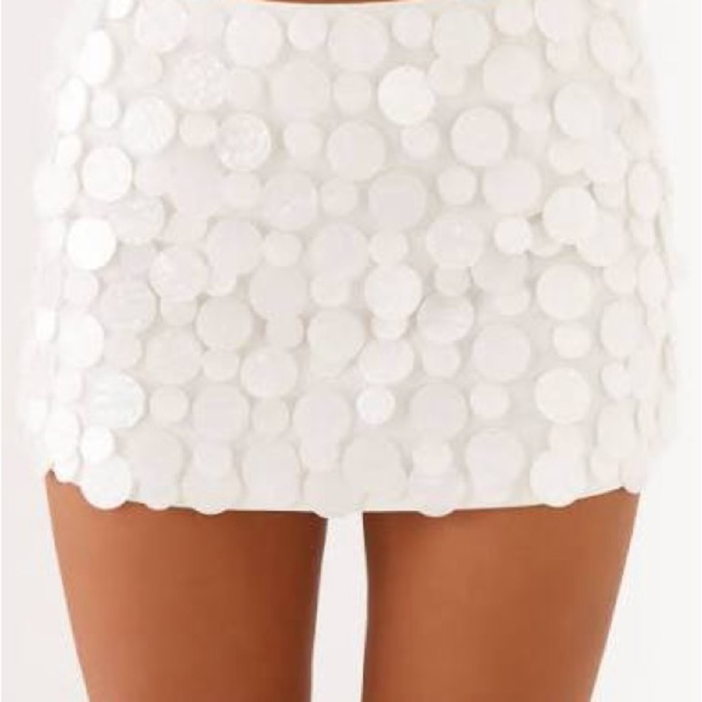 Peppermayo White Sequin Mini Skirt - Picture 2 of 6